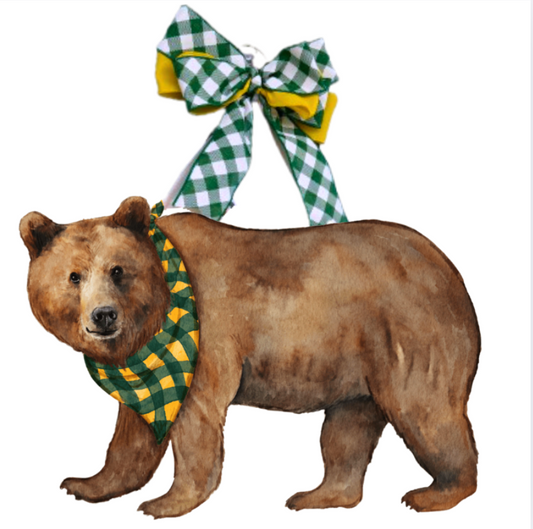 PRE ORDER (Ships 8/31) Green & Gold Bear Door Hanger