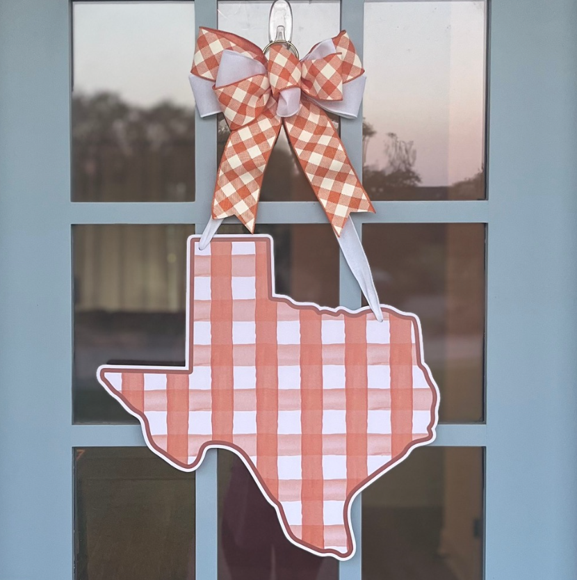 Plaid Texas (Burnt Orange)- Door Hanger