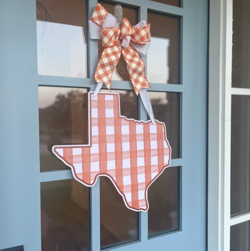 Plaid Texas (Burnt Orange)- Door Hanger