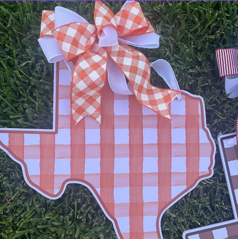 Plaid Texas (Burnt Orange)- Door Hanger