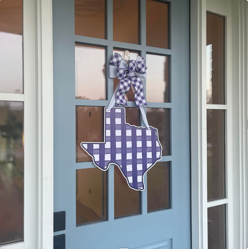 Plaid Texas (Purple)- Door Hanger