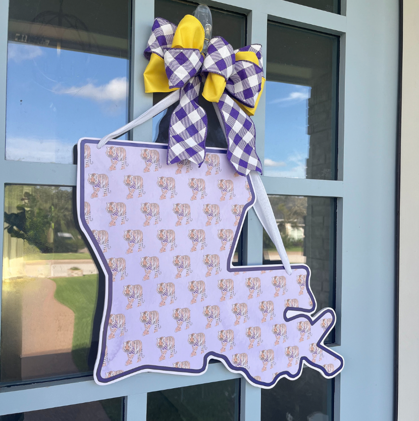 Louisiana Tigers (Pattern)- Door Hanger