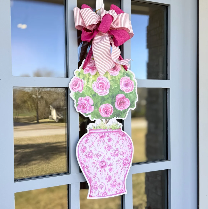 Rosy Topiary- Door Hanger