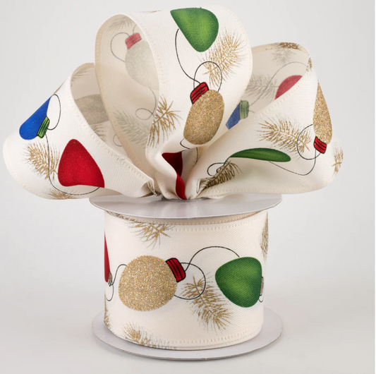 2.5" Wired Ivory Christmas Lights Ribbon (10 Yards) (Warehouse Sale)