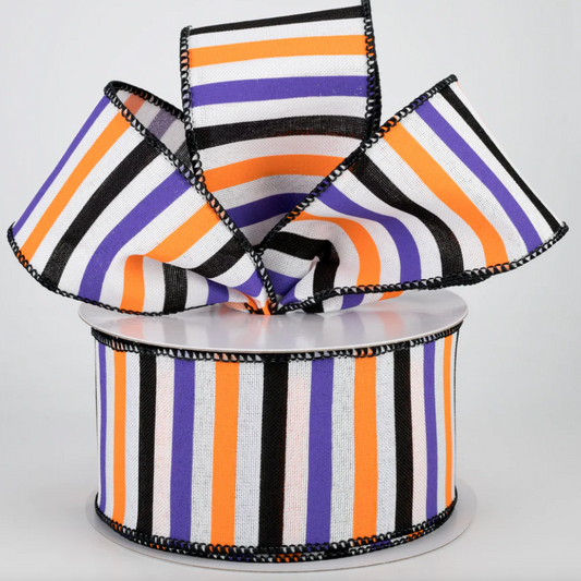 2.5" Wired Halloween Striped Ribbon (10 Yards) (Warehouse Sale)