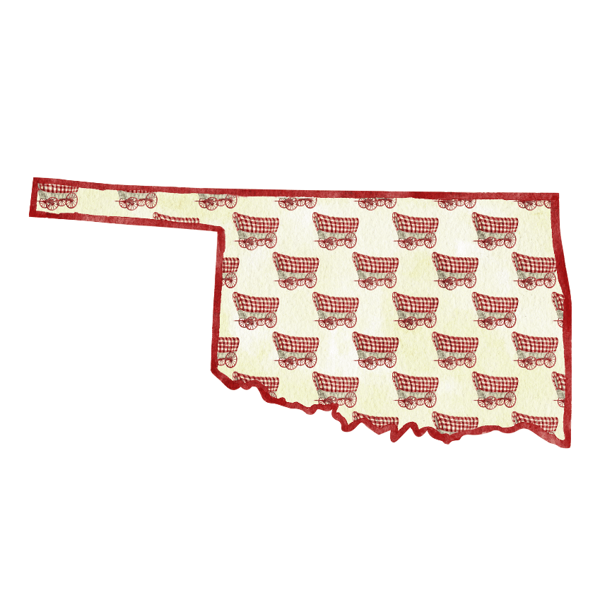 Crimson & Cream Wagon Printed Door Hanger