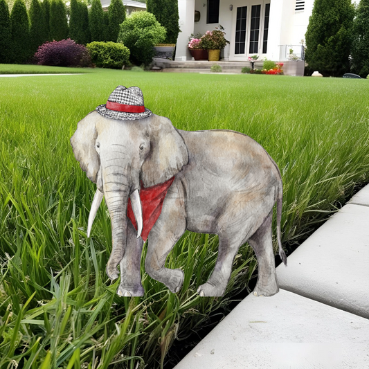PRE ORDER (Ships 8/31) Crimson & White Elephant Garden Stake