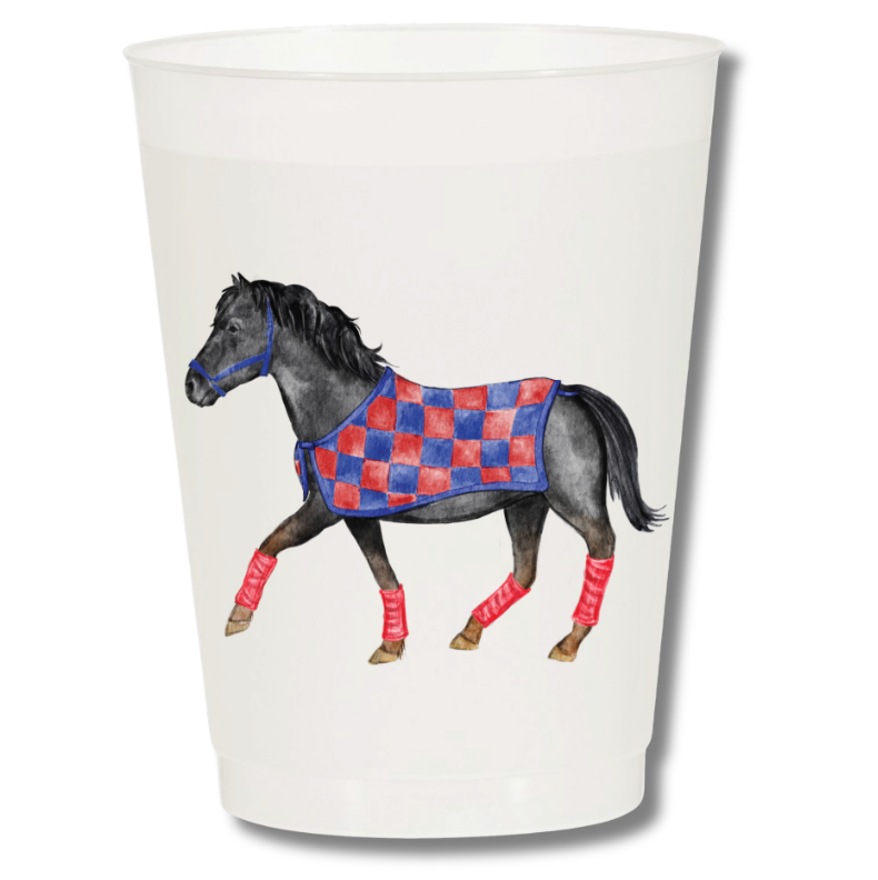 Red & Blue Mustang Frosted 16 oz Cup Set