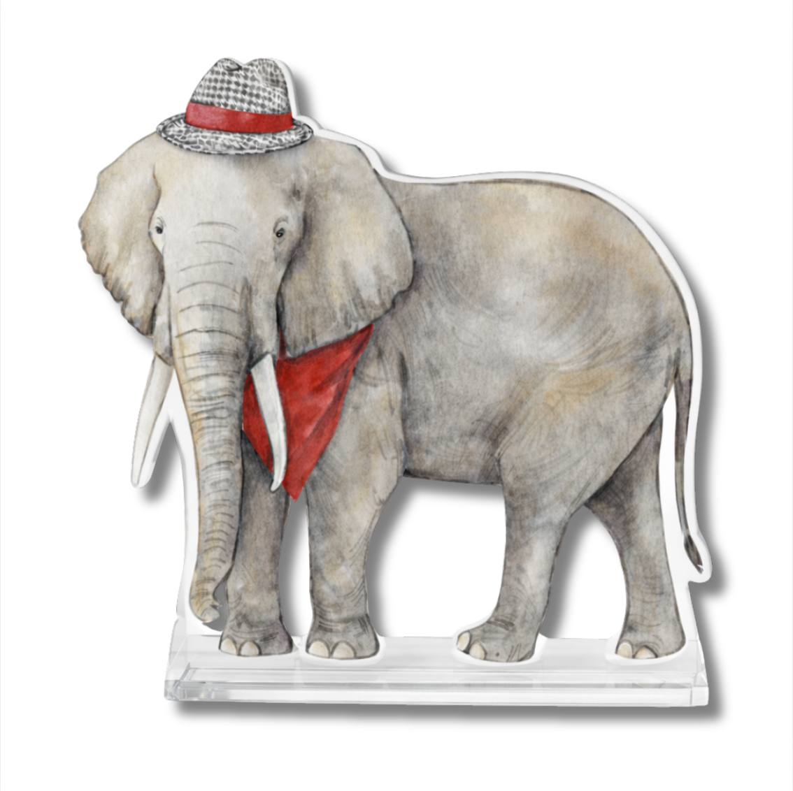 Crimson & White Elephant Acrylic