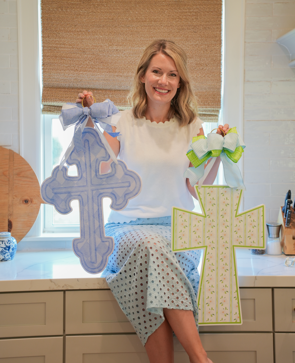 Blue Check Cross Door Hanger