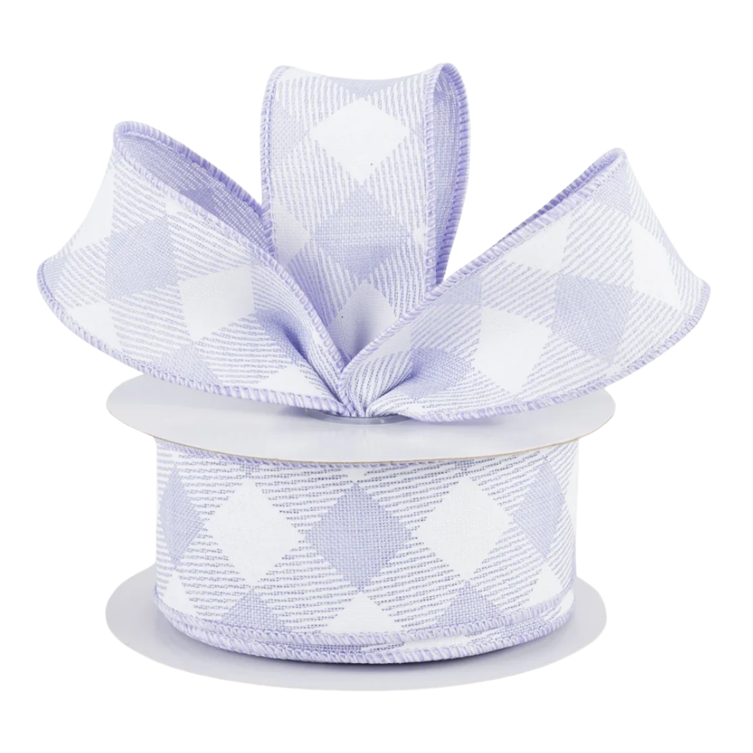 Light Lavender + White Diagonal Check Ribbon
