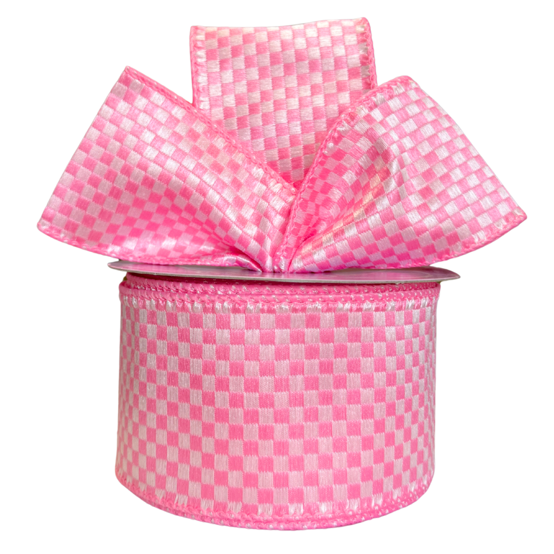 Bubble Gum Pink Checkered Ribbon