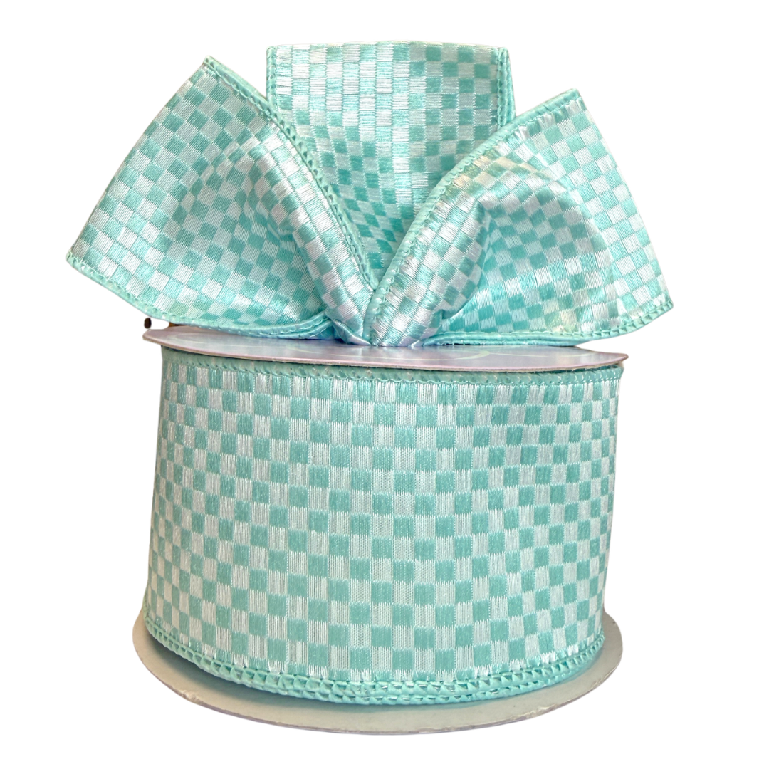 Aqua Checkered Ribbon