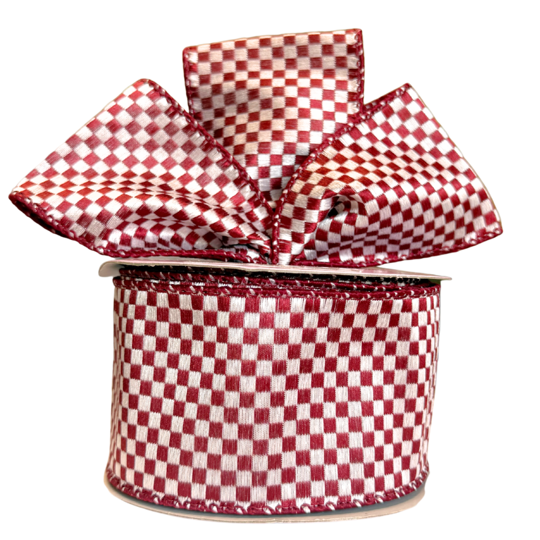 Burgundy Checkered Ribbon