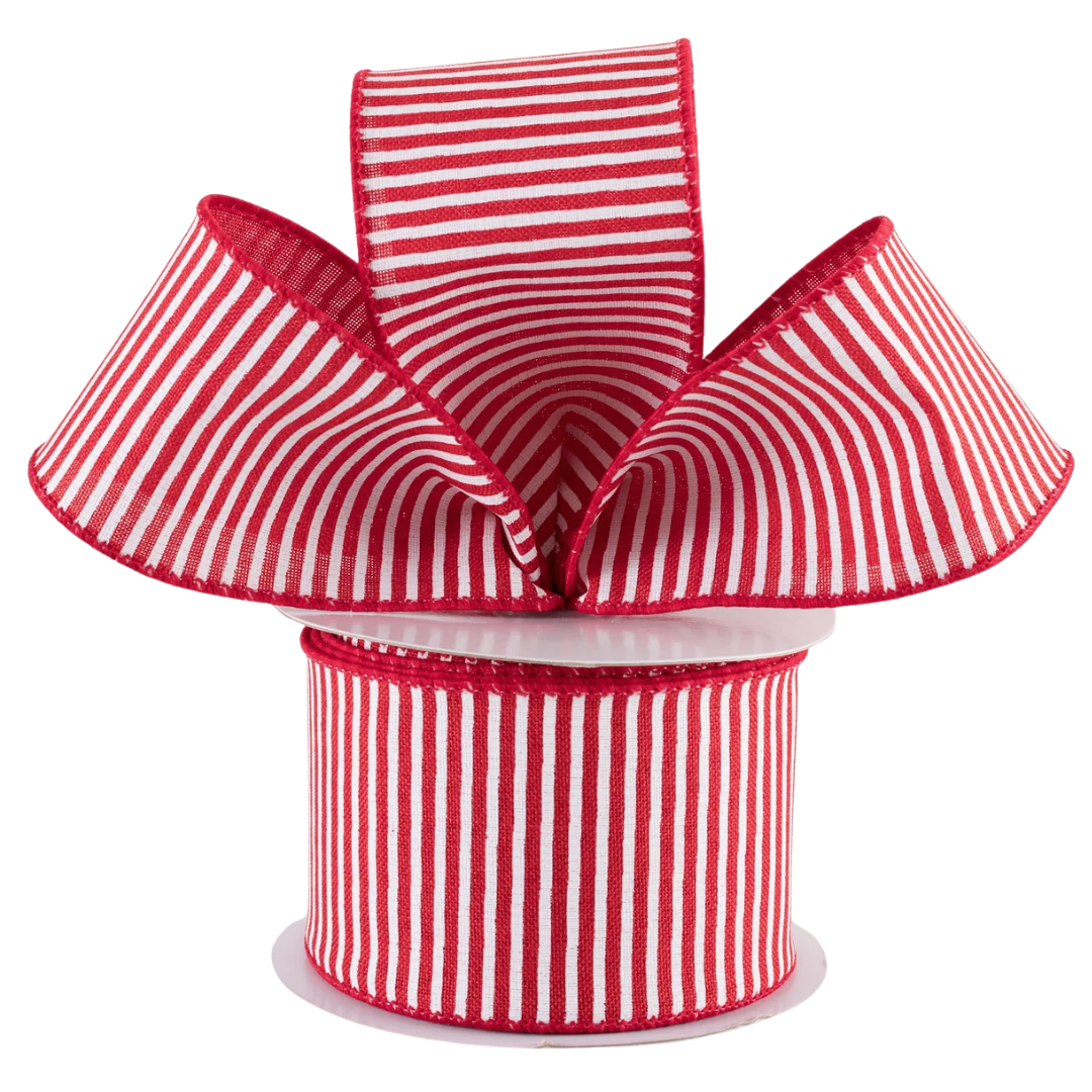 Red + White Pinstripe Ribbon