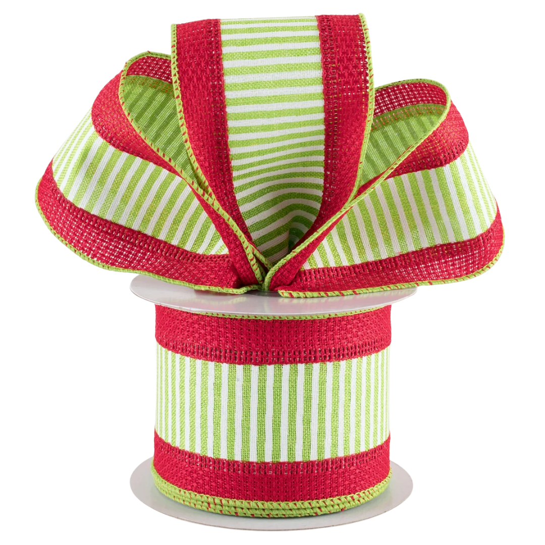 Red & Green Pinstripe Ribbon