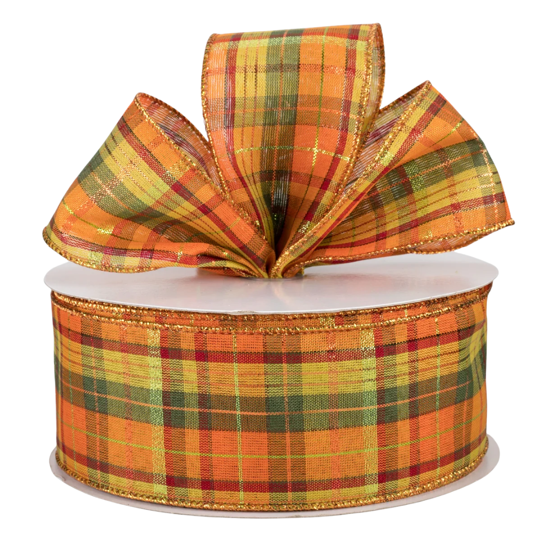 Fall Plaid Metallic Ribbon