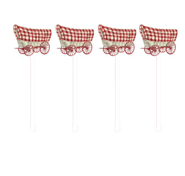 Crimson & Cream Wagon Swizzle Sticks