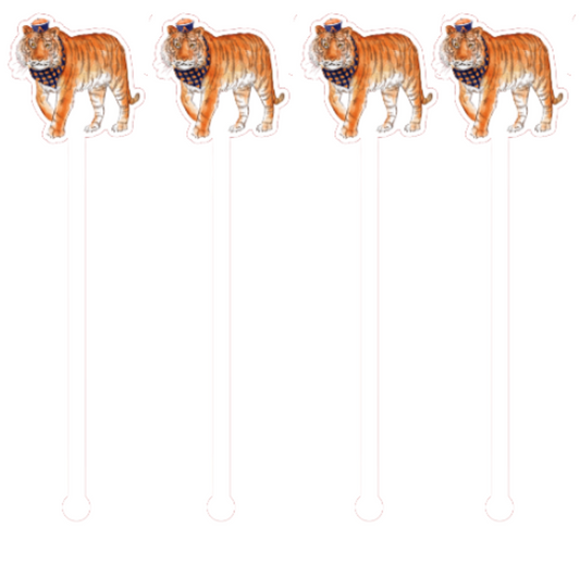 PRE ORDER (Ships 8/31) Orange & Blue Tiger Swizzle Sticks