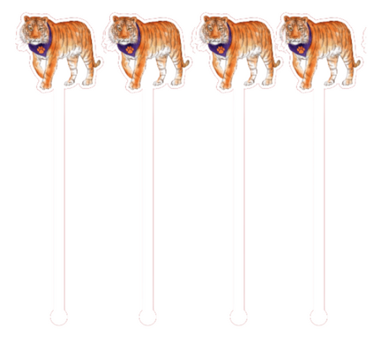 PRE ORDER (Ships 8/31) Palmetto Tiger Purple & Orange Swizzle Sticks