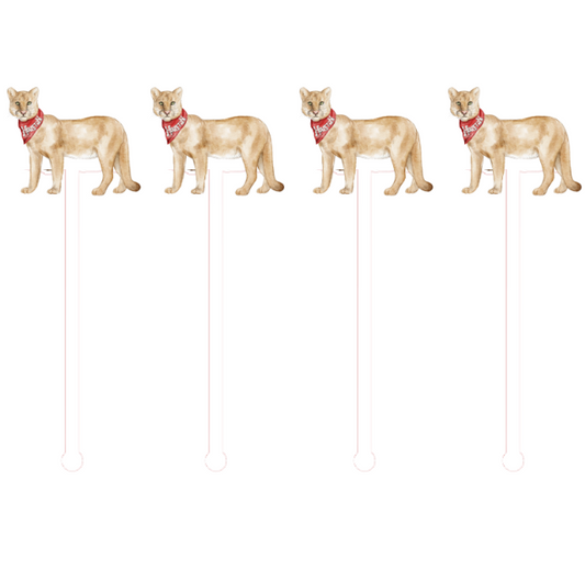 PRE ORDER (Ships 8/31) Red & White Cougar Swizzle Sticks
