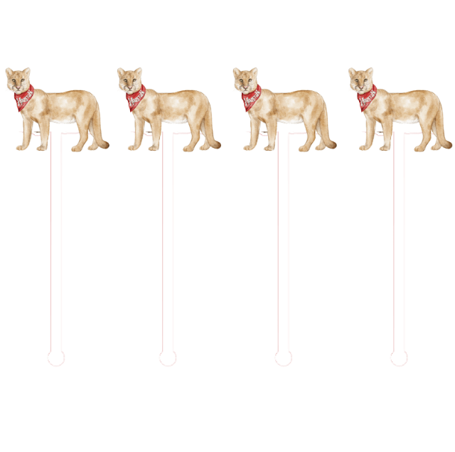 Red & White Cougar Swizzle Sticks
