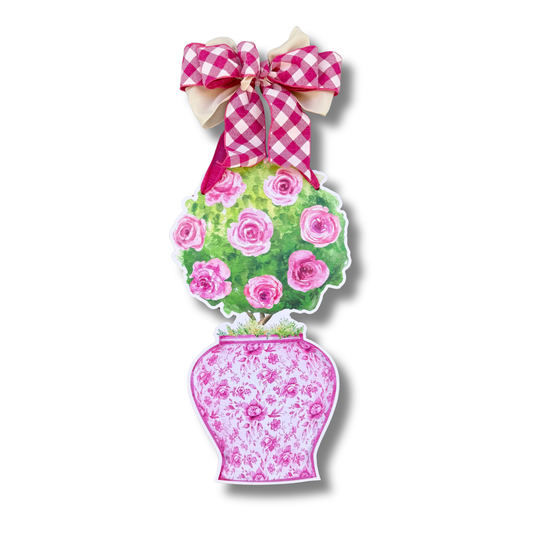 Rosy Topiary Door Hanger